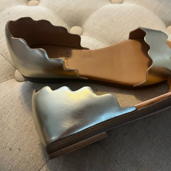 J. Crew Gold Metallic Scalloped Flats - Picture 5 of 7
